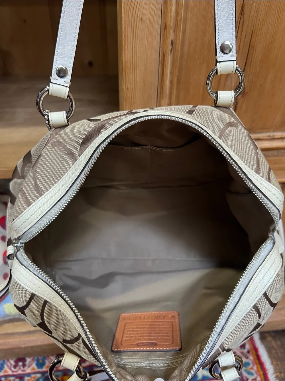 Coach F13551 Signature Stripe Satchel